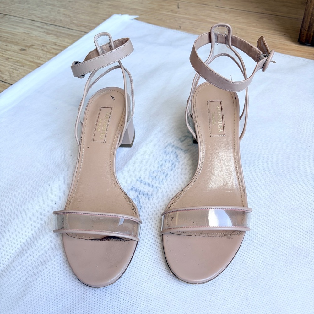 Aquazzura Beige Ankle Strap Heels Size 36 - Picture 2 of 7